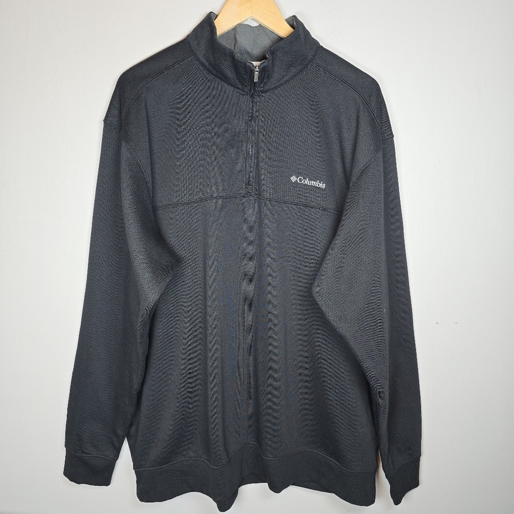 Columbia Men's Quarter Zip Sweater XXL Long Sleeve Gray Black Athleisure Casual